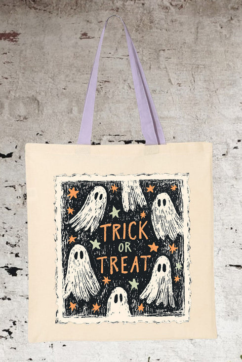 Trick Or Treat Ghost Crew Medium Canvas Tote