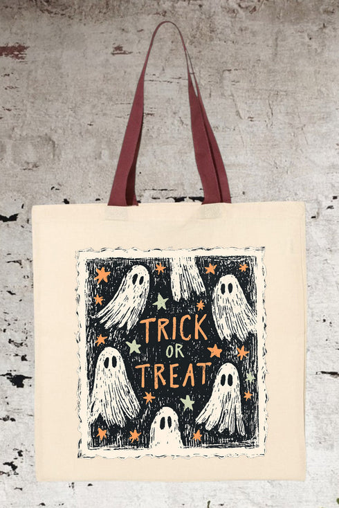 Trick Or Treat Ghost Crew Medium Canvas Tote