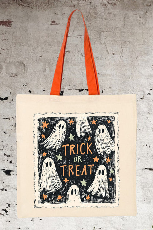 Trick Or Treat Ghost Crew Medium Canvas Tote