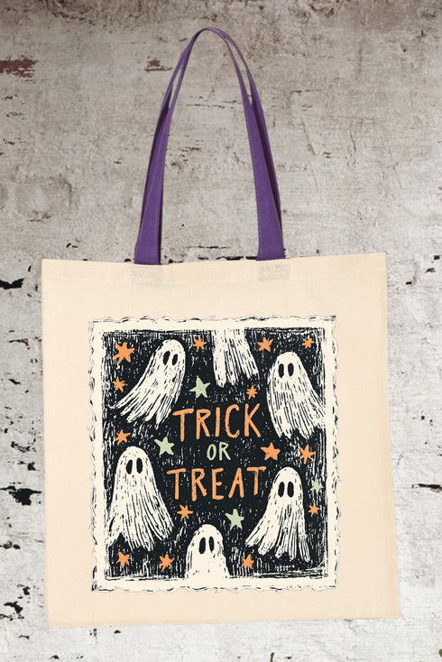 Trick Or Treat Ghost Crew Medium Canvas Tote