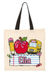 Personalized Back-To-School Name Tag Girl Medium Canvas Tote *Enter Kid's Name