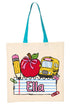 Personalized Back-To-School Name Tag Girl Medium Canvas Tote *Enter Kid's Name