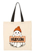 Personalized Gingham Ghost Medium Canvas Tote *Enter Kid's Name