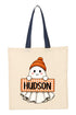 Personalized Gingham Ghost Medium Canvas Tote *Enter Kid's Name