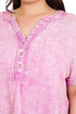 Plus Size Harbour Island Mauve Washed Gauze Henley Neck Top