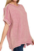 Coconut Grove Light Rose Acid Washed Gauze Round Neck Top