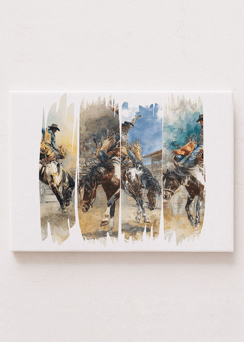 Retro Rodeo Rebel Stretched Canvas Print