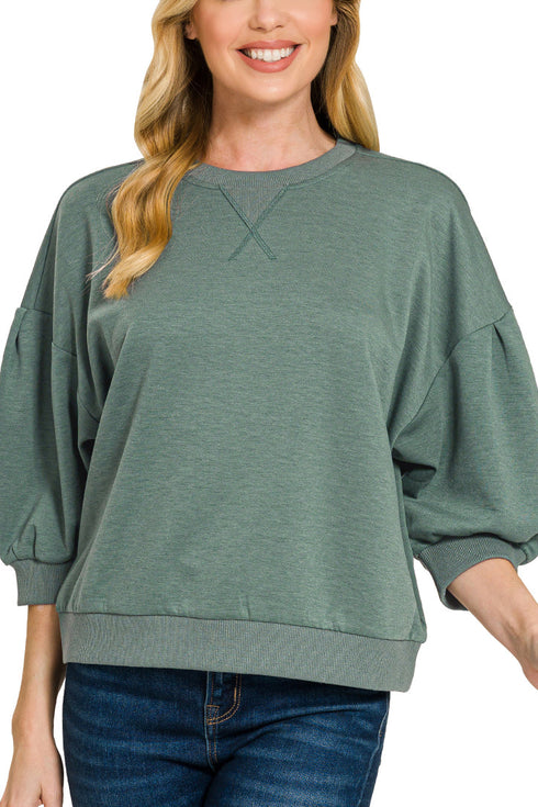Everyday Ease Ash Jade Dolman Sleeve Scuba Pullover