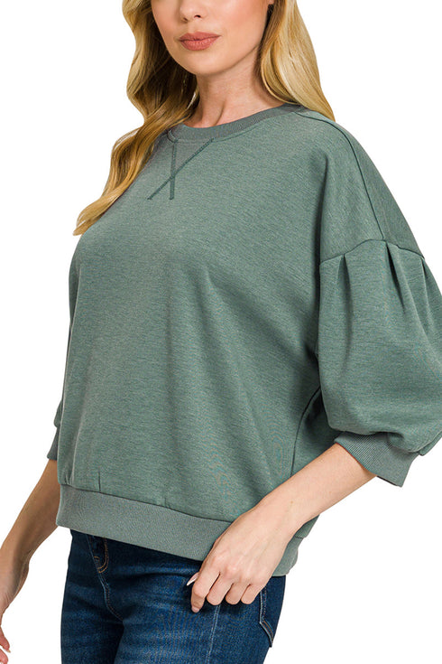 Everyday Ease Ash Jade Dolman Sleeve Scuba Pullover