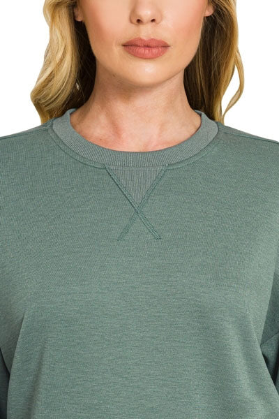 Everyday Ease Ash Jade Dolman Sleeve Scuba Pullover