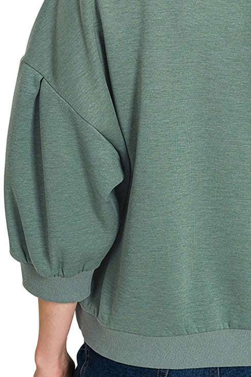 Everyday Ease Ash Jade Dolman Sleeve Scuba Pullover