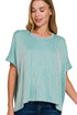 Full Of Fun Light Teal Oversized Striped Top