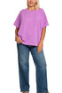Plus Size Casual Cadence Spring Violet Raised Rib Knit Top