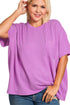 Plus Size Casual Cadence Spring Violet Raised Rib Knit Top