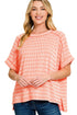 Sunny Mood Coral Rib Knit Striped Top