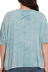 Plus Size Pacific Coast Dusty Teal Washed Ribbed Short Sleeve Top