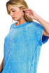 Daytrip Dreams Deep Sky Washed Ribbed Cuffed Sleeve Top