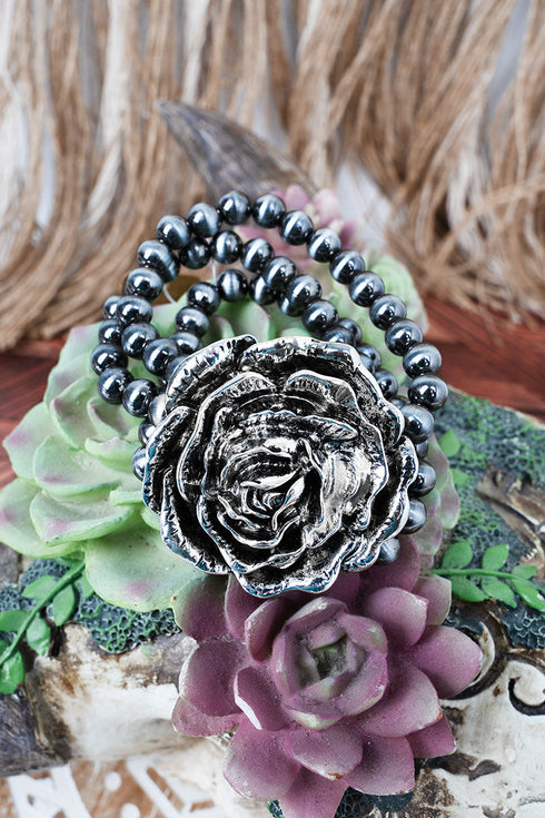 Rose Royale Silver Pearl Stretch Bracelet