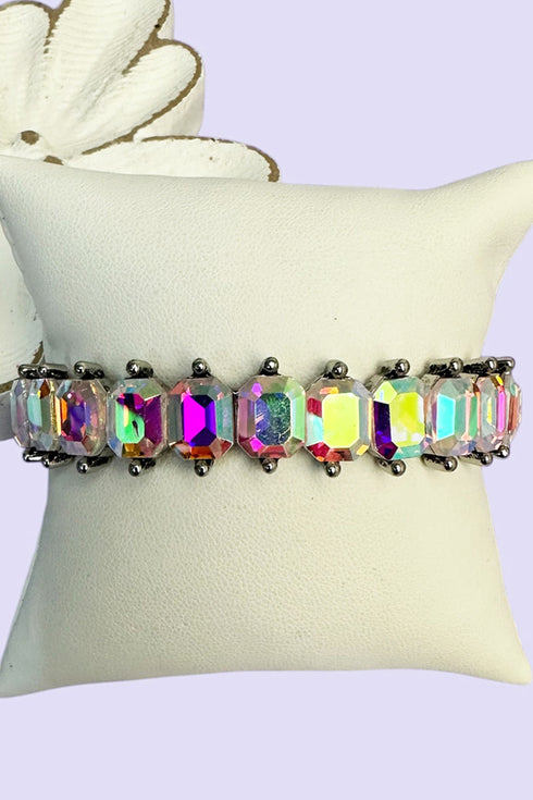 Sunset Shimmer Iridescent Silvertone Stretch Bracelet