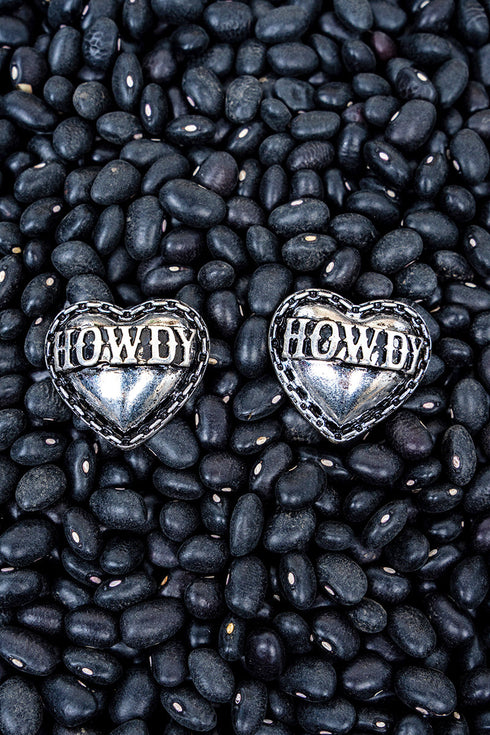Howdy Heart Silvertone Earrings