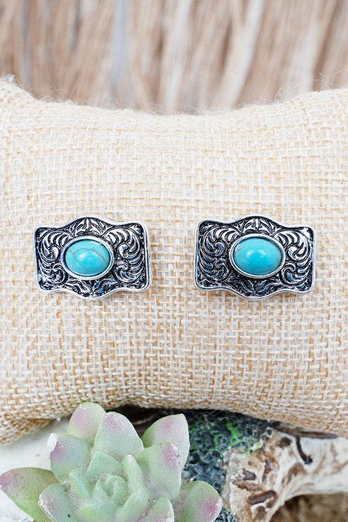 Turquoise Canyoncrest Silvertone Earrings