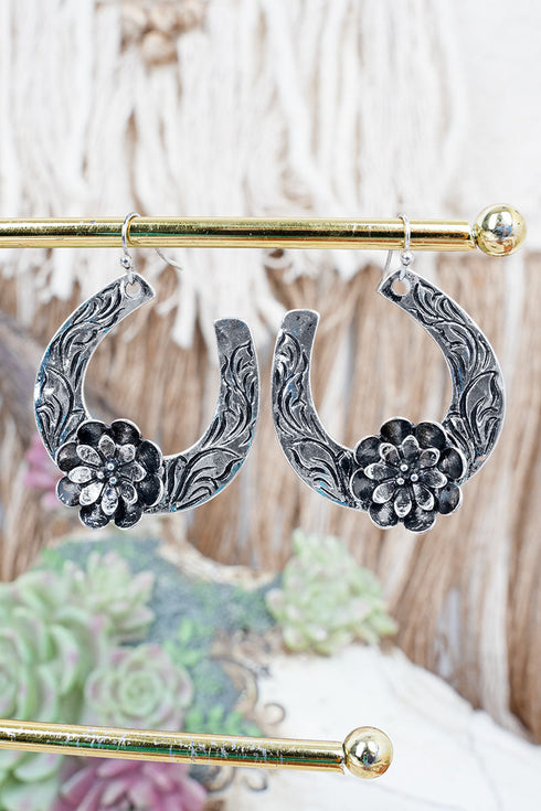 Haute Horsepower Silvertone Earrings