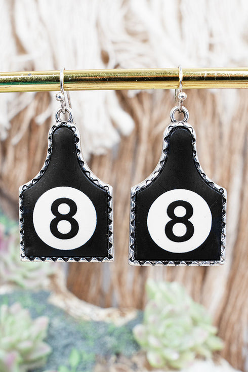 Rogue Eight Tag Silvertone Earrings