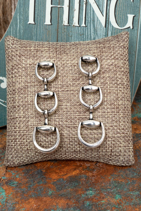 The Bridle Bar Silvertone Earrings