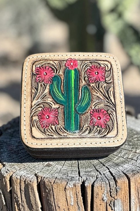 TIPI Cactus Blooms Black Small Travel Jewelry Box