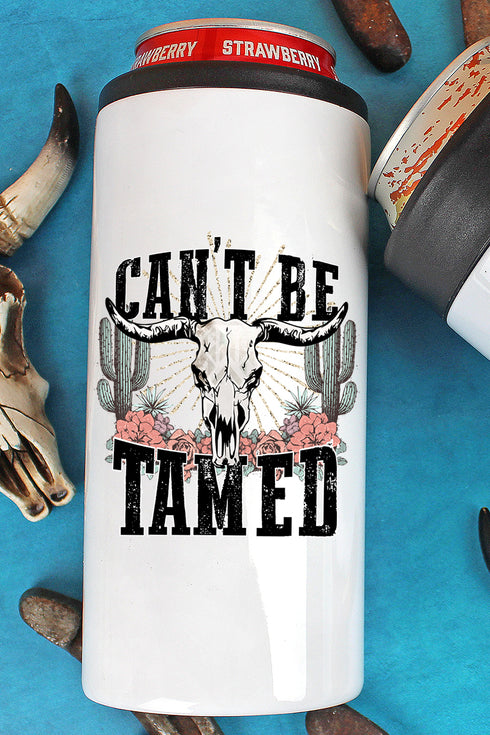 Steer Skull Can't Be Tamed Stainless Steel Slim Hugger
