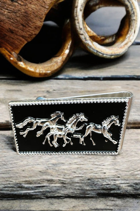 Wild Horses Silvertone Money Clip