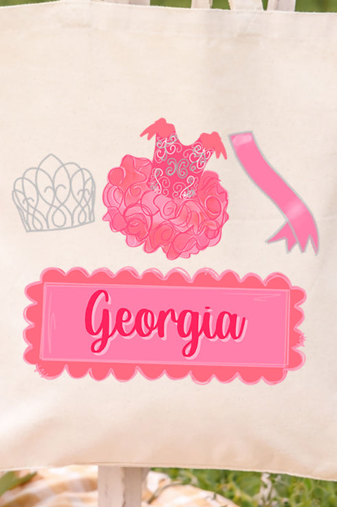 Personalized Crowned Cutie Small Canvas Tote *Personalize Your Name