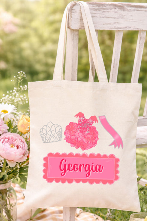 Personalized Crowned Cutie Small Canvas Tote *Personalize Your Name