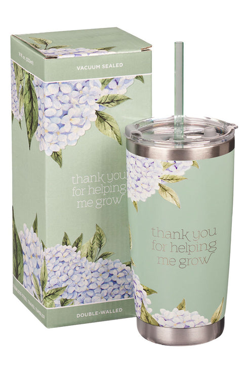Thank You For Helping Me Grow Stainless Steel Travel Mug with Straw