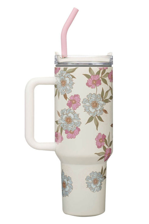 Everything Beautiful Whimsical Blooms 40 oz Tumbler with Straw