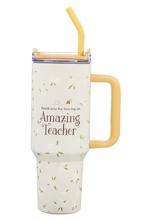 Amazing Teacher Blossom and Bees 40 oz Tumbler with Straw