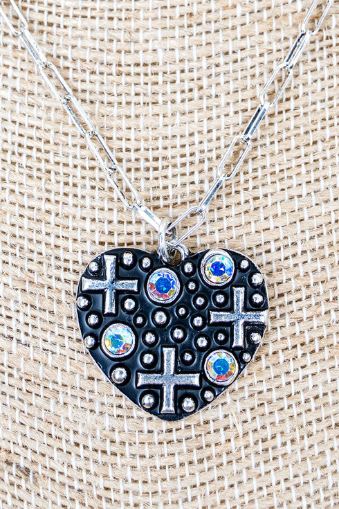 Midnight Devotion Iridescent & Silvertone Necklace