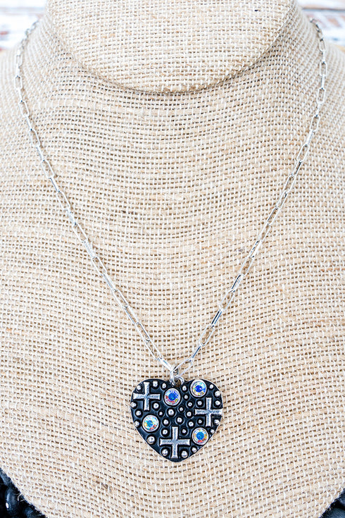 Midnight Devotion Iridescent & Silvertone Necklace