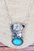 Turquoise Corsada Cow Silvertone Necklace