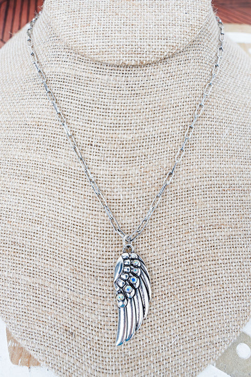 Iridescent I'll Fly Away Silvertone Necklace
