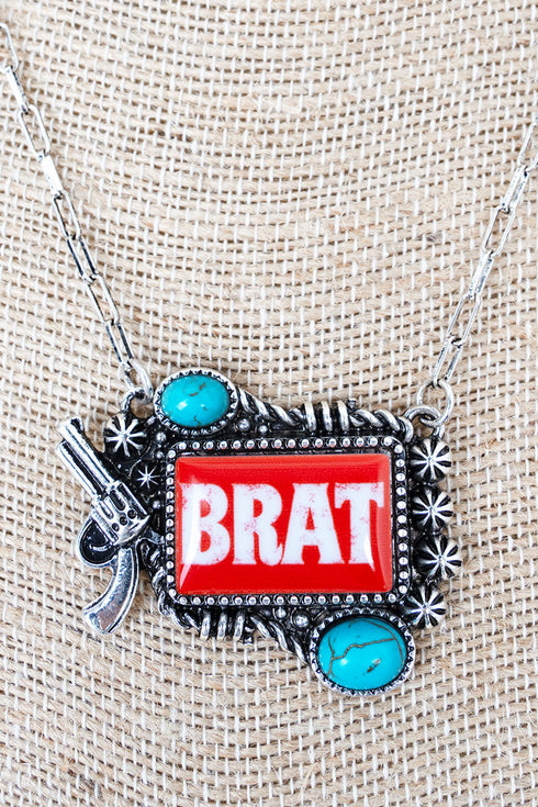 Brat Silvertone Necklace