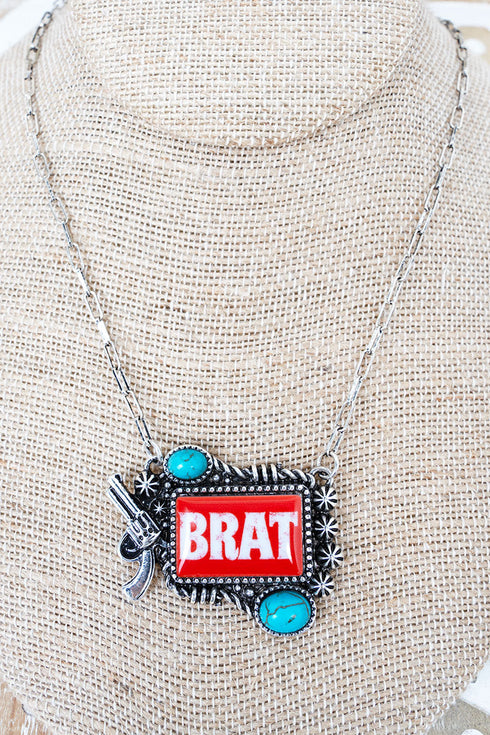 Brat Silvertone Necklace