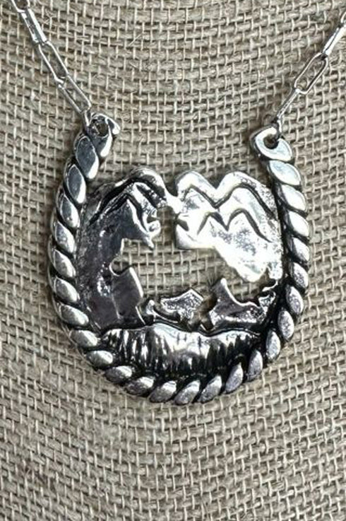 Cowboy Canyon Silvertone Horseshoe Necklace