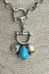 Turquoise & Iridescent Tack Luxe Necklace