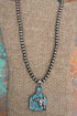 Turquoise Stoneforge Steer Silver Pearl Necklace