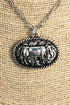 Rustic Roamer Cow Silvertone Necklace
