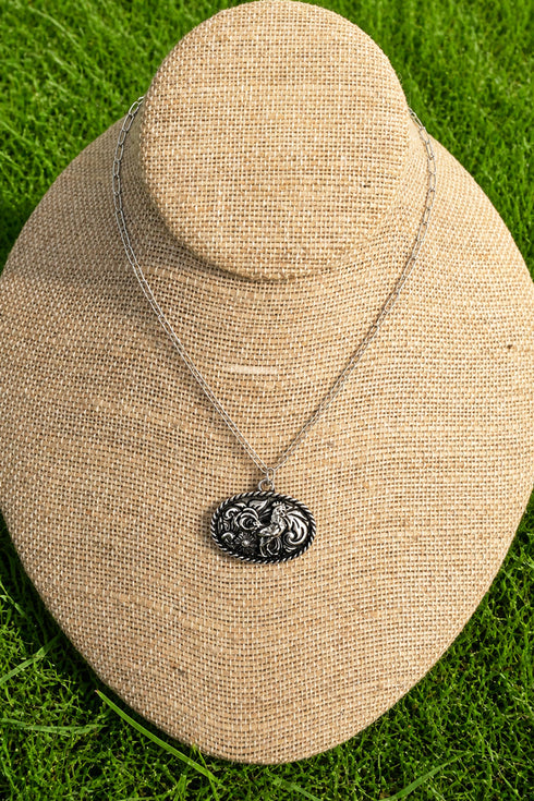 Rustic Roamer Rooster Silvertone Necklace