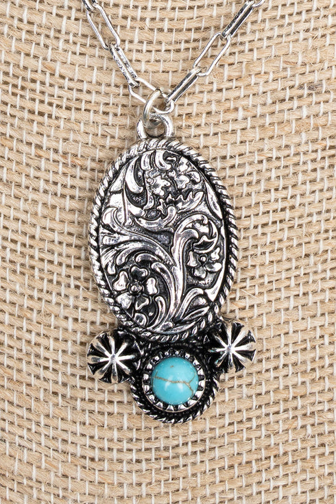 Laredo Lily Turquoise & Silvertone Necklace