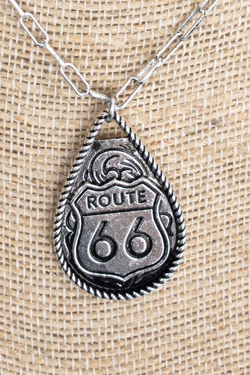 Route 66 Reign Silvertone Necklace