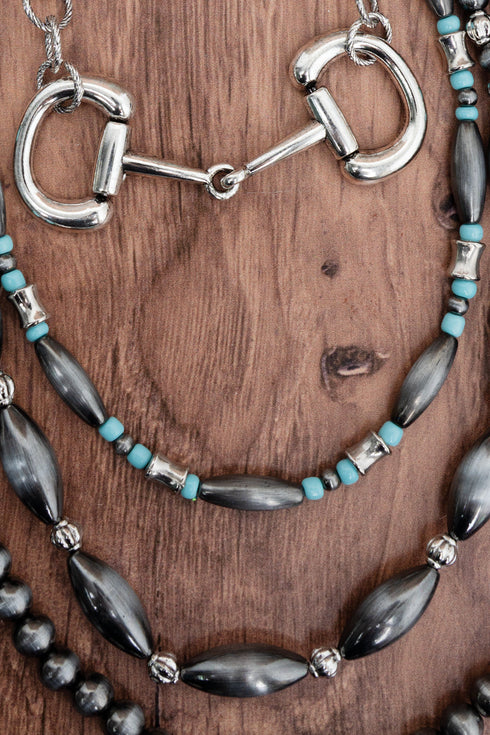 The Ranch Club Turquoise and Silver Pearl Layered Necklace